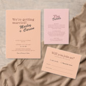 Modern Funky Minimalist Pastel Ivory Wedding 招待状 (この独立クリエイターのコレクションをカスタマイズ。)