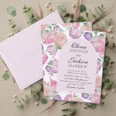Modern Blush Pink Watercolor Floral Wedding  招待状 (この独立クリエイターのコレクションをカスタマイズ。テスト)