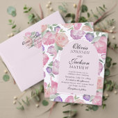 Boho Blush Floral Wedding Program Hand Fan ハンドファン (この独立クリエイターのコレクションをカスタマイズ。テスト)