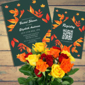 Modern Rustic Autumn Leaves Bridal Shower アクリル招待状