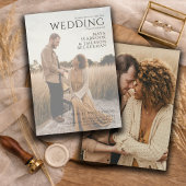 Modern Rustic Overlay Photo Wedding 招待状