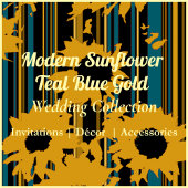 Sunflower Teal Blue Gold Modern Wedding Seat Chart アクリルサイン