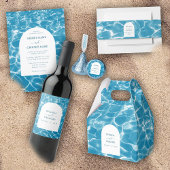 水彩青モダン海ビーチ結婚式 ゲストブック