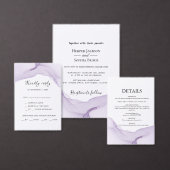 水モダン色パープル結婚ズ 出欠カード (この独立クリエイターのコレクションをカスタマイズ。)