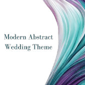 紫モダン結婚とティール(緑がかった色) 招待状