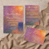 Golden Purple Sunset Sky Monet Art Wedding Website エンクロージャーカード (この独立クリエイターのコレクションをカスタマイズ。)