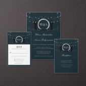 オス結婚のシルバーブルーモノグラムLGBTQ RSVPカード (この独立クリエイターのコレクションをカスタマイズ。)