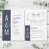 ブリデスグルームズモノグラムネイビーブルーモダン結婚ズ ラウンドシール (この独立クリエイターのコレクションをカスタマイズ。)