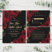 Moody Burgundy Roses Wedding RSVP card (この独立クリエイターのコレクションをカスタマイズ。)