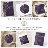 ダークパープル ムーディーフラワーブライダルシャワー ラウンドシール