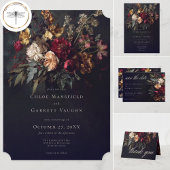 Moody Romantic Dark Floral Gothic Wedding Details エンクロージャーカード