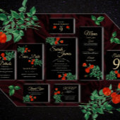 Moody Starry Night Crimson Roses Table Number card