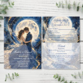 ロマンティックな満月の結婚式 真夜中の夜空 招待状 (この独立クリエイターのコレクションをカスタマイズ。)