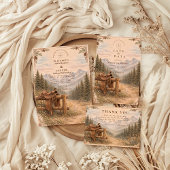 Mountain Forest Western Saddle Wedding セーブザデート