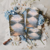 Mountain Lake Forest Reflection Wedding セーブザデート