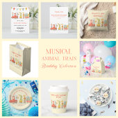 Musical Animal Train Birthday 招待状