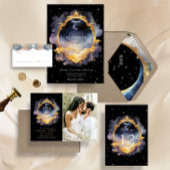 天黒金ゴールド双対月封筒用シール ラウンドシール