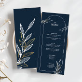 ゴールド ネイビー リーフ 結婚式 Save the Date 招待状