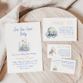 Nautical Blue Under The Sea You Soon Baby Shower 招待状