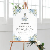 Blue Floral Anchor Nautical Bridal Brunch ラウンドシール