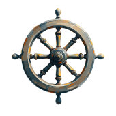 Nautical Vintage Metallic Ship's Wheel テーブルナンバー