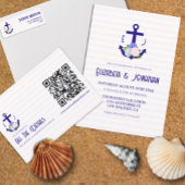 Nautical Floral Stripes Wedding 縁ありカクテルナプキン