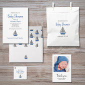 Nautical Sailboat Baby Boy Photo Simple Shower Tha サンキューカード