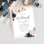 ピンクのネイビーブルーボーイガールベビー男女兼用シャワー 招待状