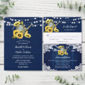 ネイビーブルーヒマワリ木材散水缶結婚の セーブザデート (この独立クリエイターのコレクションをカスタマイズ。)