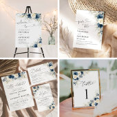 ネイビーブルーとホワイトローズ結婚ズバックドロップ タペストリー