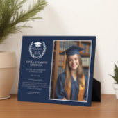 ネイビーブルー名前をカスタムするローレルリース卒業 缶バッジ