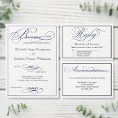 ネイビーブルーとホワイトスク結婚リプライカード 招待状 (この独立クリエイターのコレクションをカスタマイズ。)
