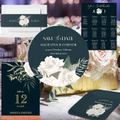 ネイビーエレガントブルーとホワイトローズ結婚ズ