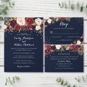 ブルゴーニュ金ゴールドネイビー紙吹雪エンベロープベリーバンド ラップアラウンドラベル (この独立クリエイターのコレクションをカスタマイズ。)