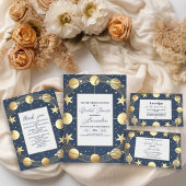 ネイビーシアルクレセントムーンブライダルシャワー 招待状