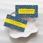 ネイビーブルーダルマチアンスポット、ダルマチアンドット点々のある、 スクエア名刺