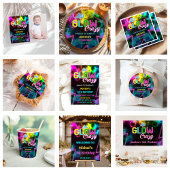 グローパーティーネオンカラフルバースデーパーティバナー 横断幕