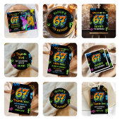 Neon Graffiti Six Seven Kids 7th Birthday Photo サンキューカード