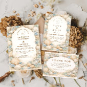 Neutral Beach Wreath Wedding 招待状