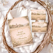 Neutral Botanical Garden Baby Shower 招待状