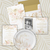 ニュートラルカラーエレガント折り曲げ結婚式招待状 招待状