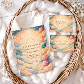 Neutral Space Planets Stars Baby Shower 招待状