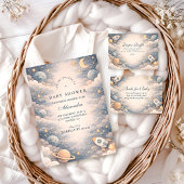 Neutral Space Stars Baby Shower エンクロージャーカード