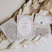 モダンニュートラストライプル白結婚 出欠カード