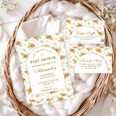 Neutral Woodland Leaves Baby Shower 招待状