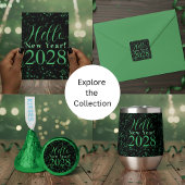 Hello New Year! New Year's Eve Green Black Sparkle