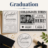 Personalised Newspaper Graduation Announcement 招待状