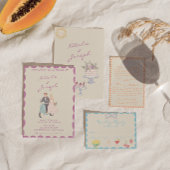 新芸術様式手描きビンテージ水彩結婚式 招待状