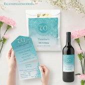 落ちるターコイズブルーのグリッター、70歳の誕生日感謝 ラウンドシール