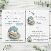 ビーチ結婚式パールシェルエレガント海テーマ 箔招待状 (この独立クリエイターのコレクションをカスタマイズ。)